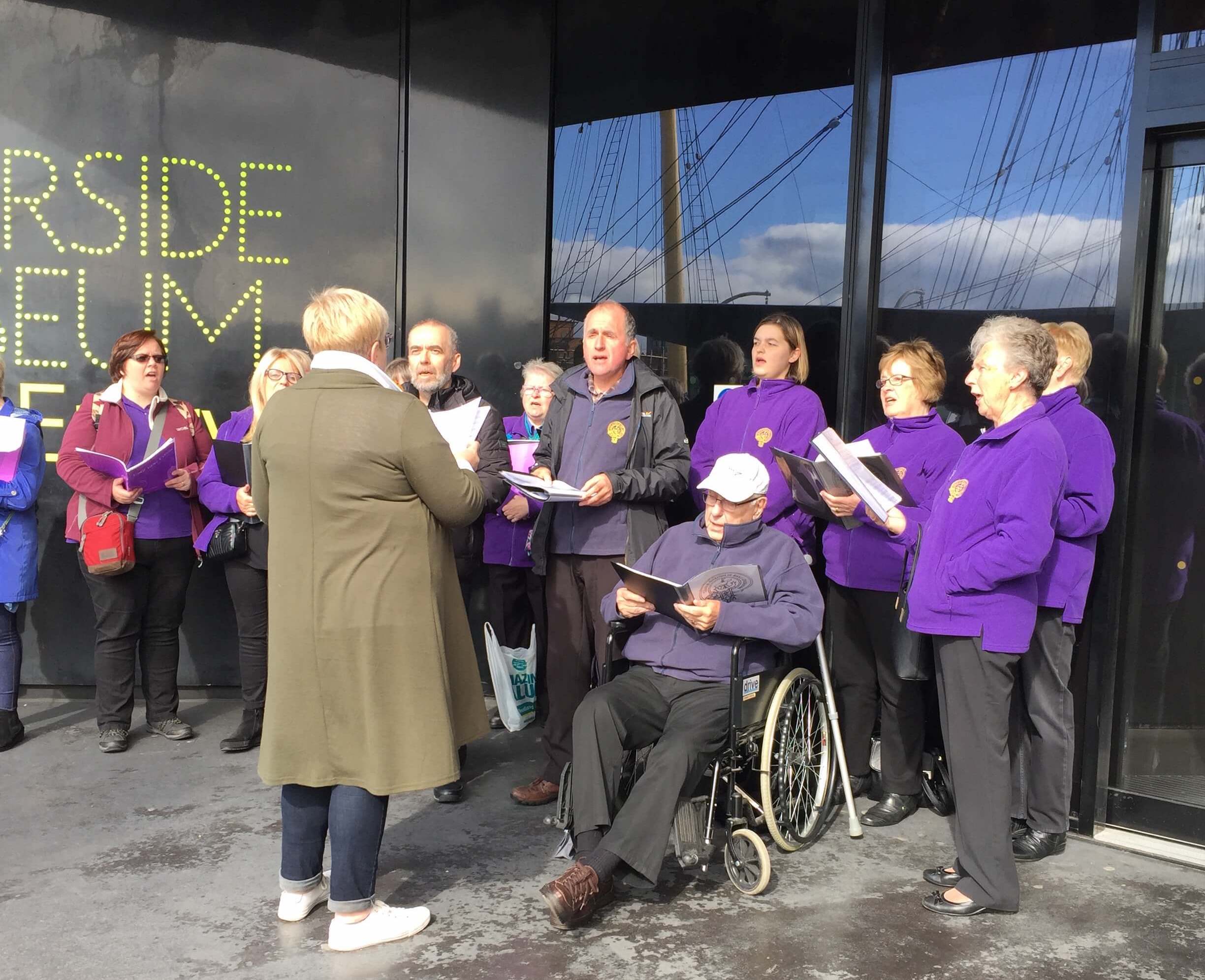 Còisir Ghàidhlig Bhaile Ghobhainn / Govan Gaelic Choir performing at the Tall Ship at the Riverside Museum