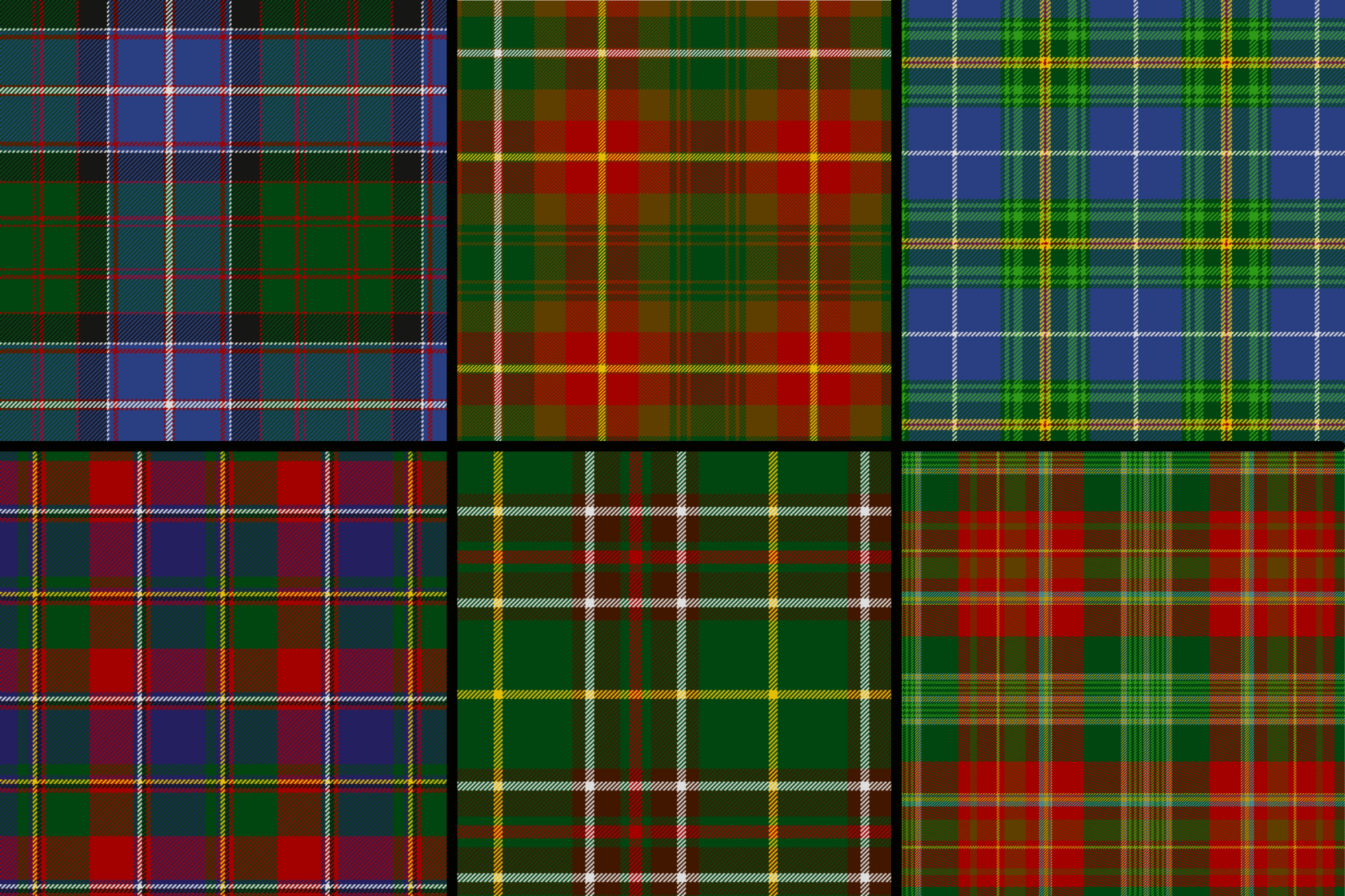 Provincial tartans of Ontario, Quebec, New Brunswick, Prince Edward Island, Nova Scotia, and Newfoundland & Labrador